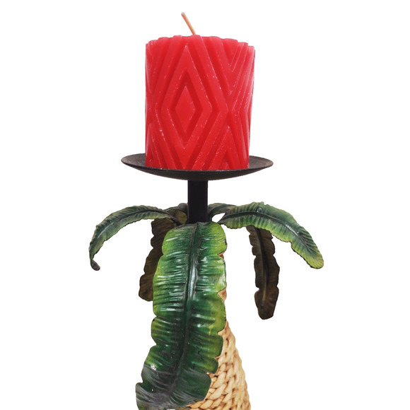 Pair of 2 Metal Sisal Rope Palm Tree Tiki Aloha Candleholder Pillar Candle Stand - Picture 6 of 9